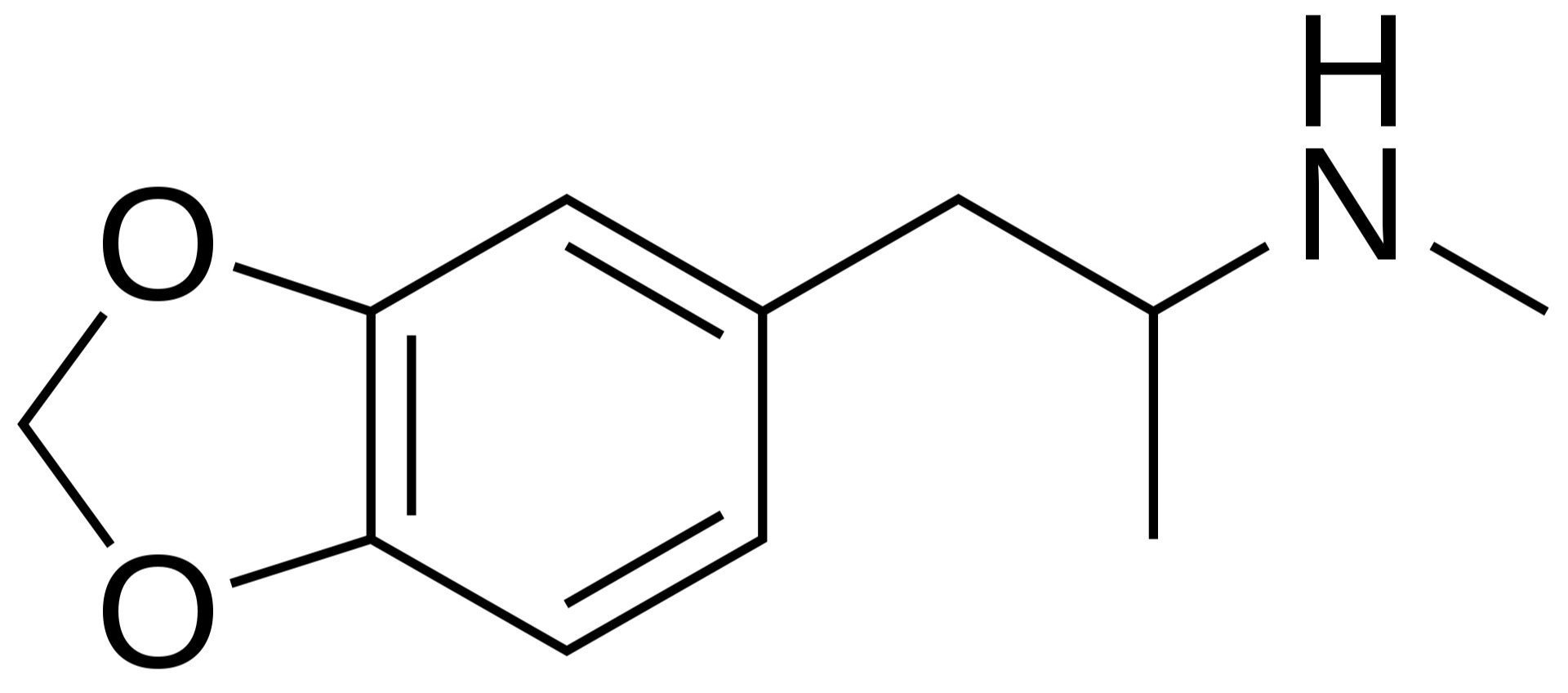 Chemical structure of a molecule featuring a benzene ring with two methoxy groups and a methylamino group attached.