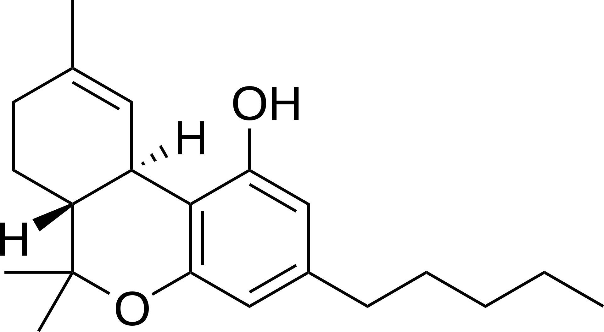 Chemical structure of a molecule with hexagonal rings, hydroxyl group, and a long alkyl chain.