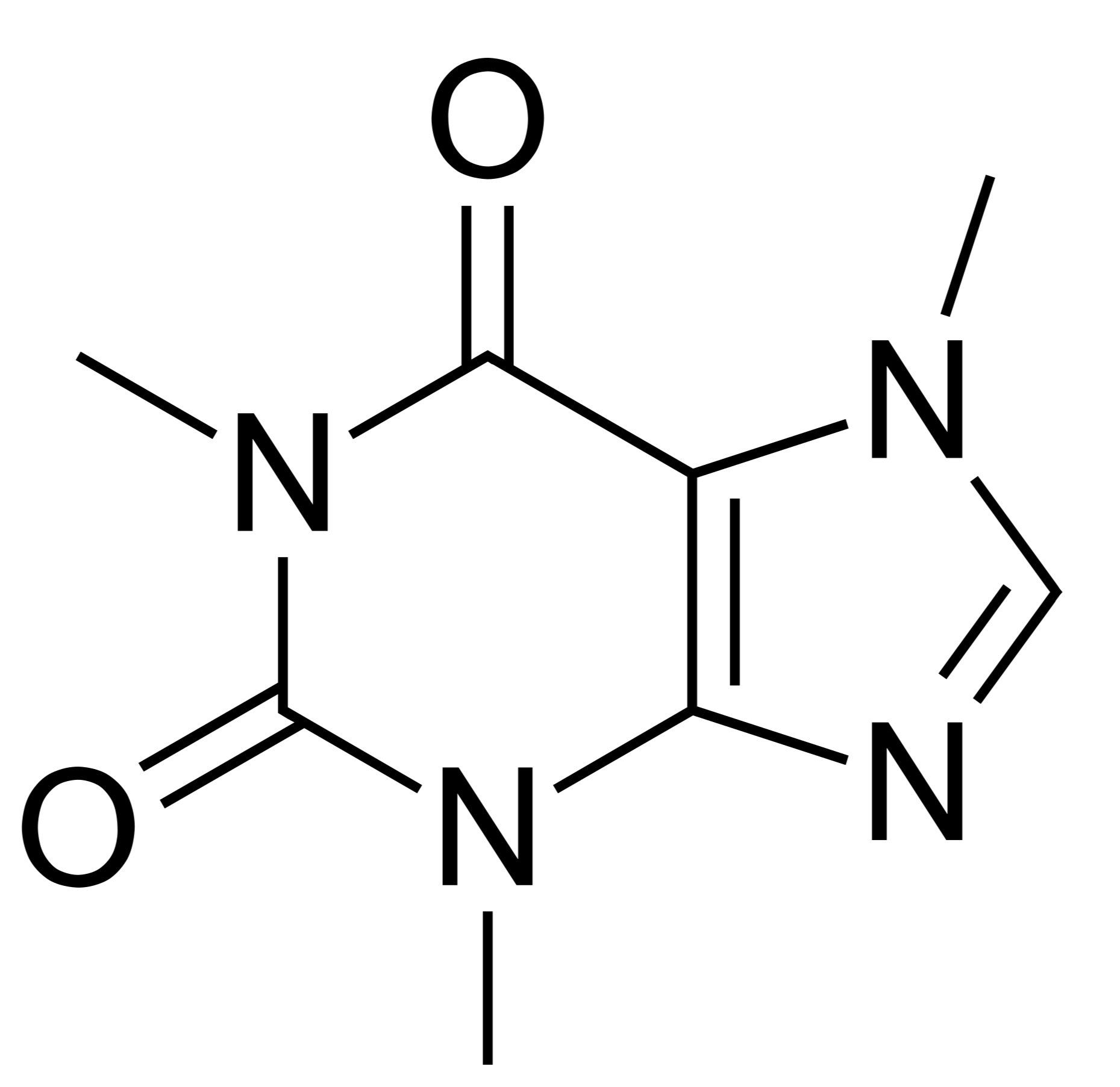 Chemical structure diagram of caffeine molecule.