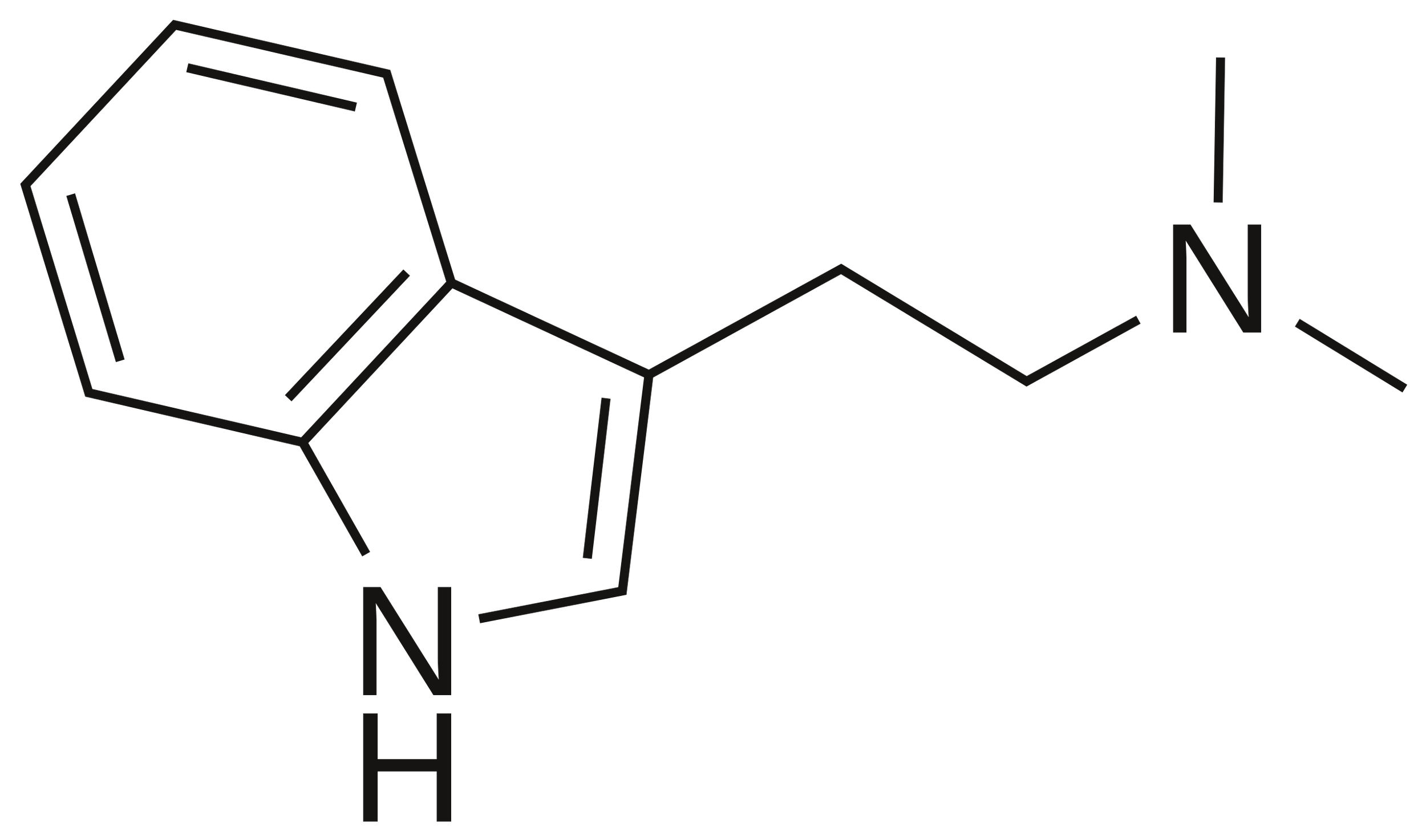 Chemical structure diagram of a molecule with fused rings and attached chain with nitrogen group