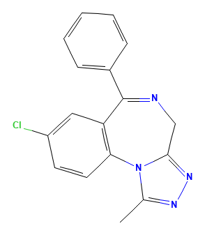 Two-dimensional chemical structure of Alprazolam