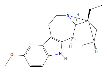 Two-dimensional chemical structure of Ibogaine