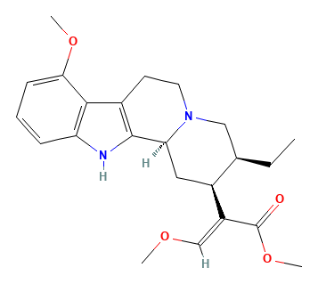 Two-dimensional chemical structure of Mitragynine