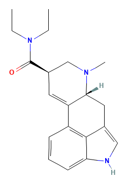 Two-dimensional chemical structure of Lysergic acid diethylamide