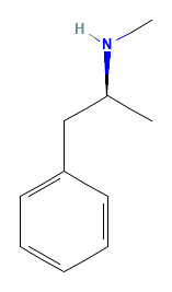 Two-dimensional chemical structure of Methamphetamine