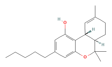Two-dimensional chemical structure of Δ9-Tetrahydrocannabinol